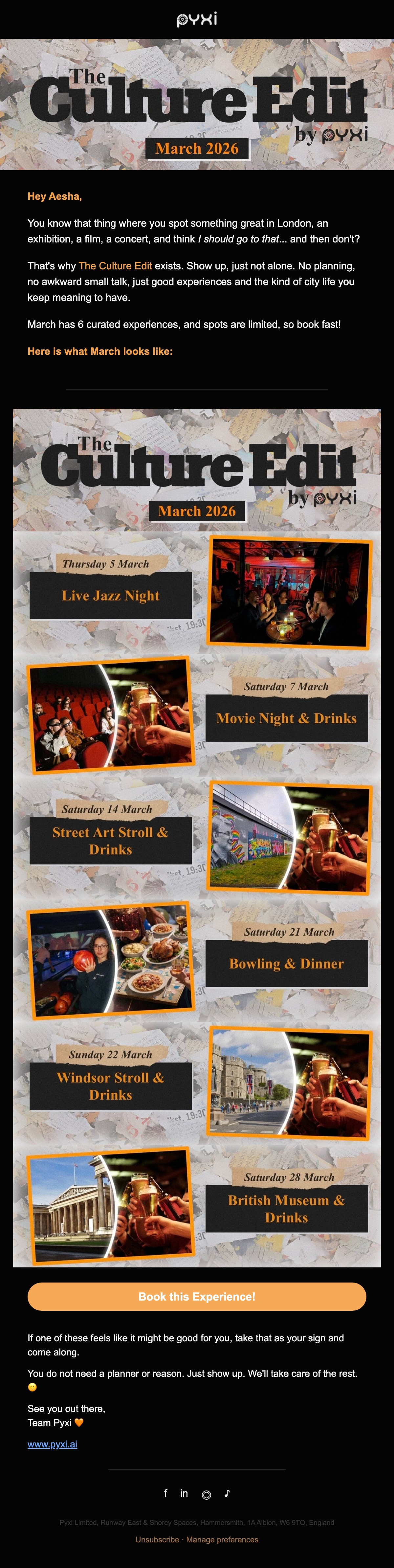 March Culture Edit email creative